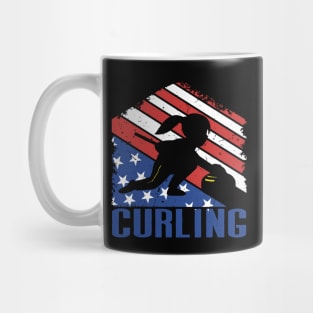 Vintage Curling USA for her - American Curling Player Women Mug